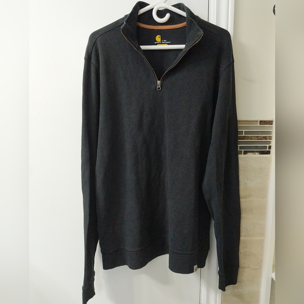 Carhartt 1/4 Zip Pullover Sweater Large Tall Black Q